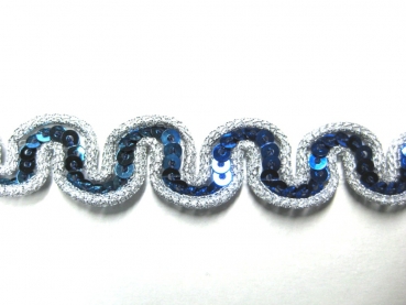 Paillettenborte blau-silber